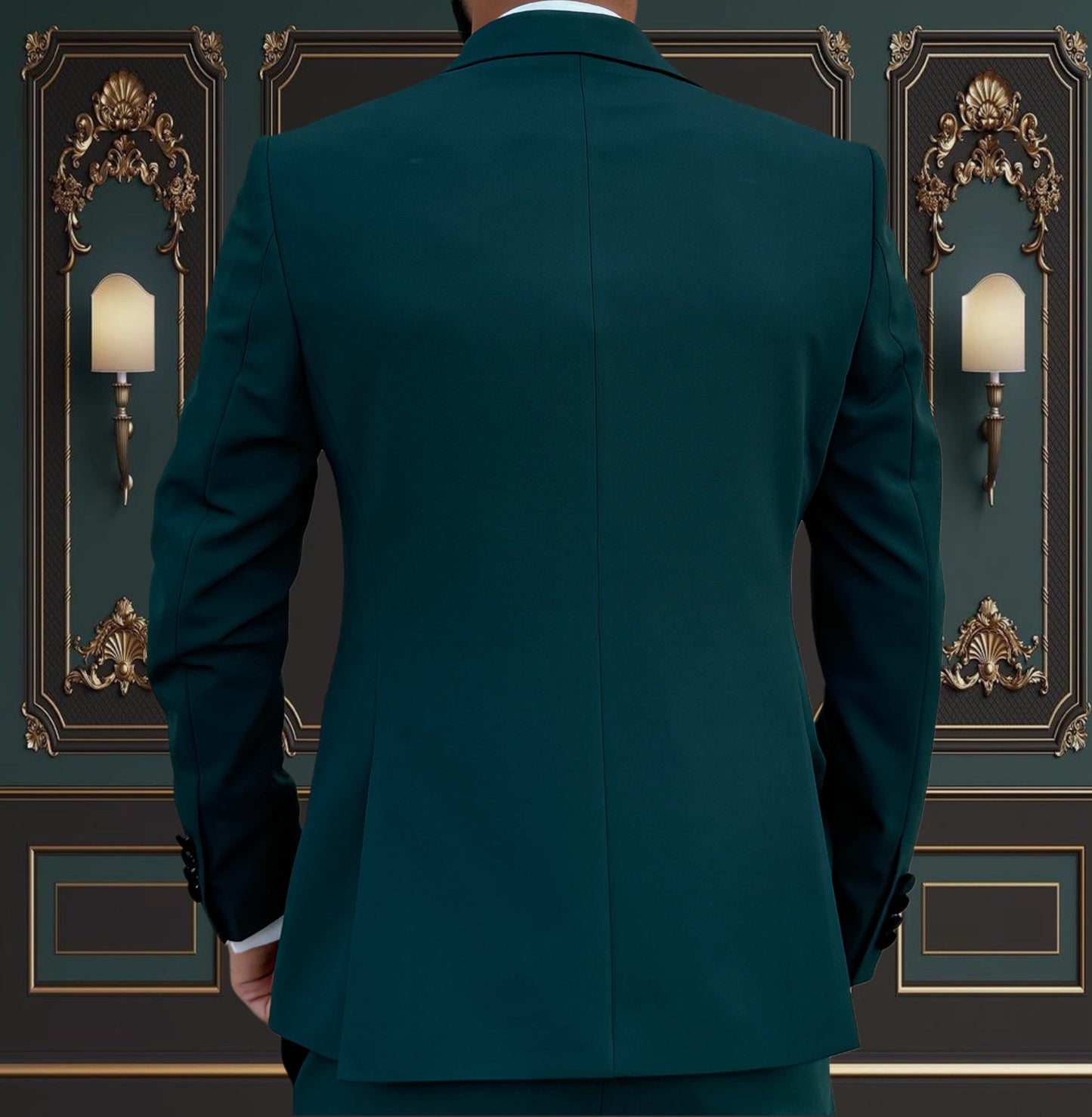 GREEN SLIM-FIT MENS TUXEDO 3 PIECE VELVET PEAK LAPEL