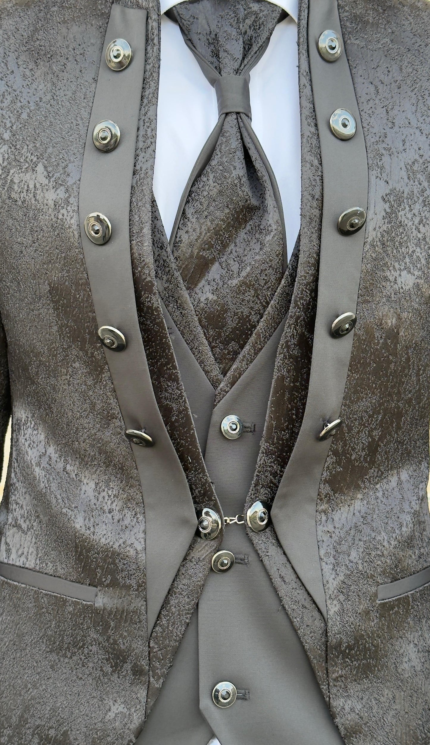 Men’s Black Jacquard Tuxedo mandarin Collar | Shekly Tux San Jose