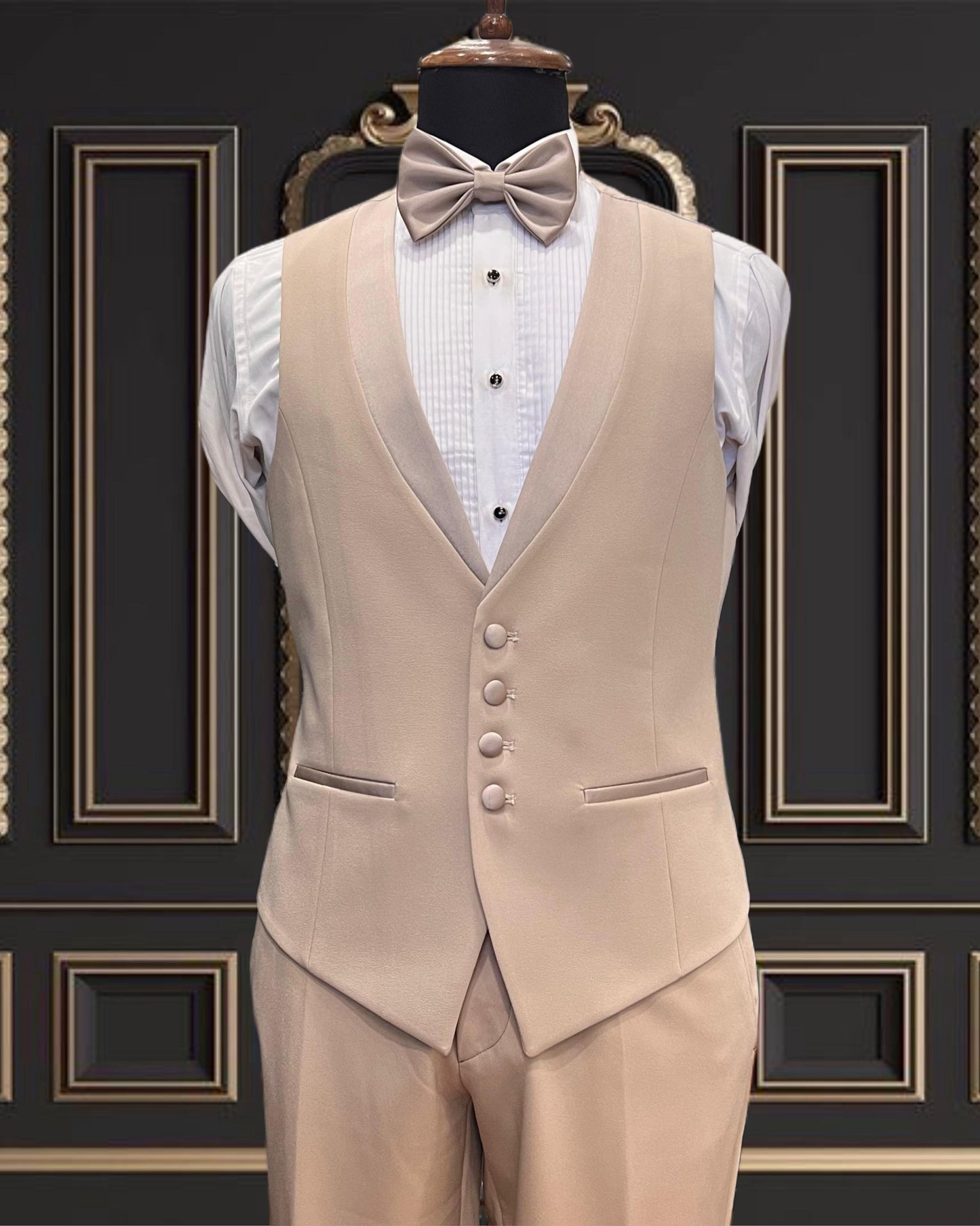 Men’s Premium Champagne Beige Tuxedo with Satin Shawl Lapel | San Jose Formalwear