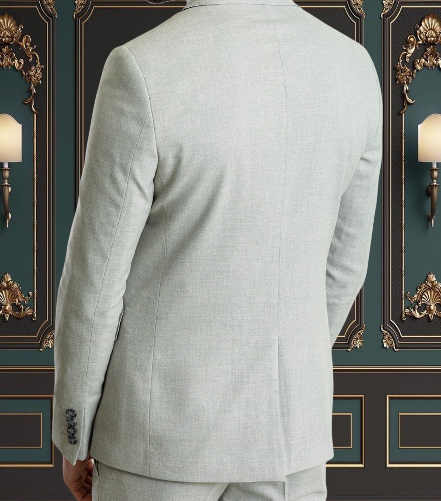 Light Gray SLIM-FIT MENS SUIT 3 PIECE PEAK LAPEL