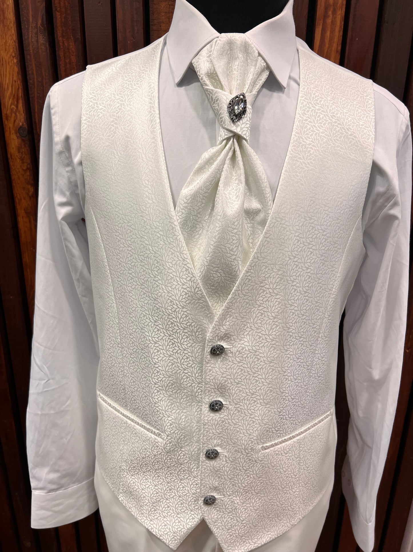 Mens White Mandarin Collar Tuxedo