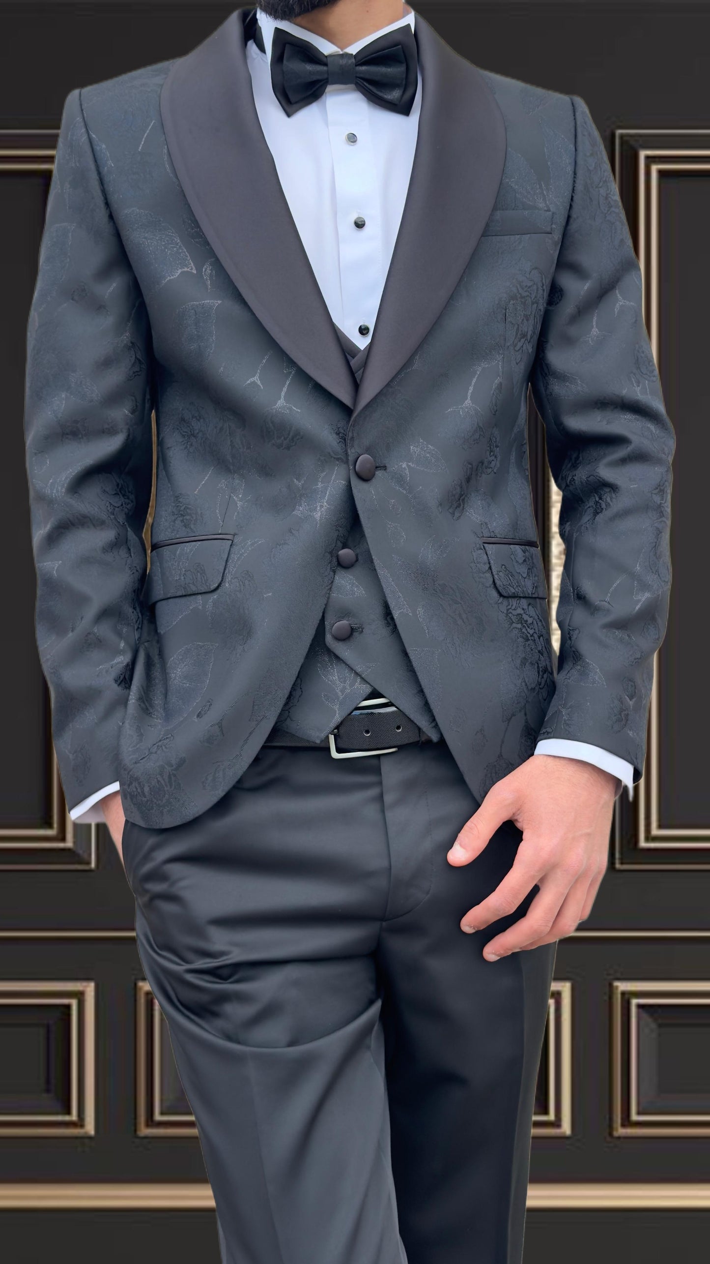 Premium Men’s Black Jaquared Tuxedo Shawl Lapel