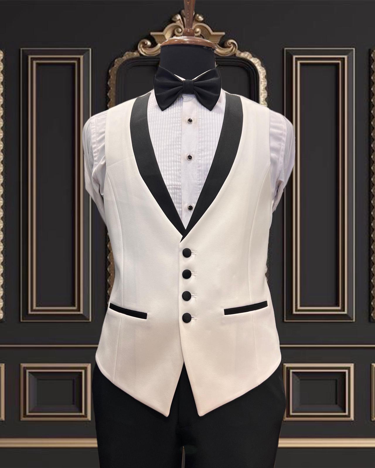 White Tuxedo with Black Shawl Lapel | Shekly Tux San Jose