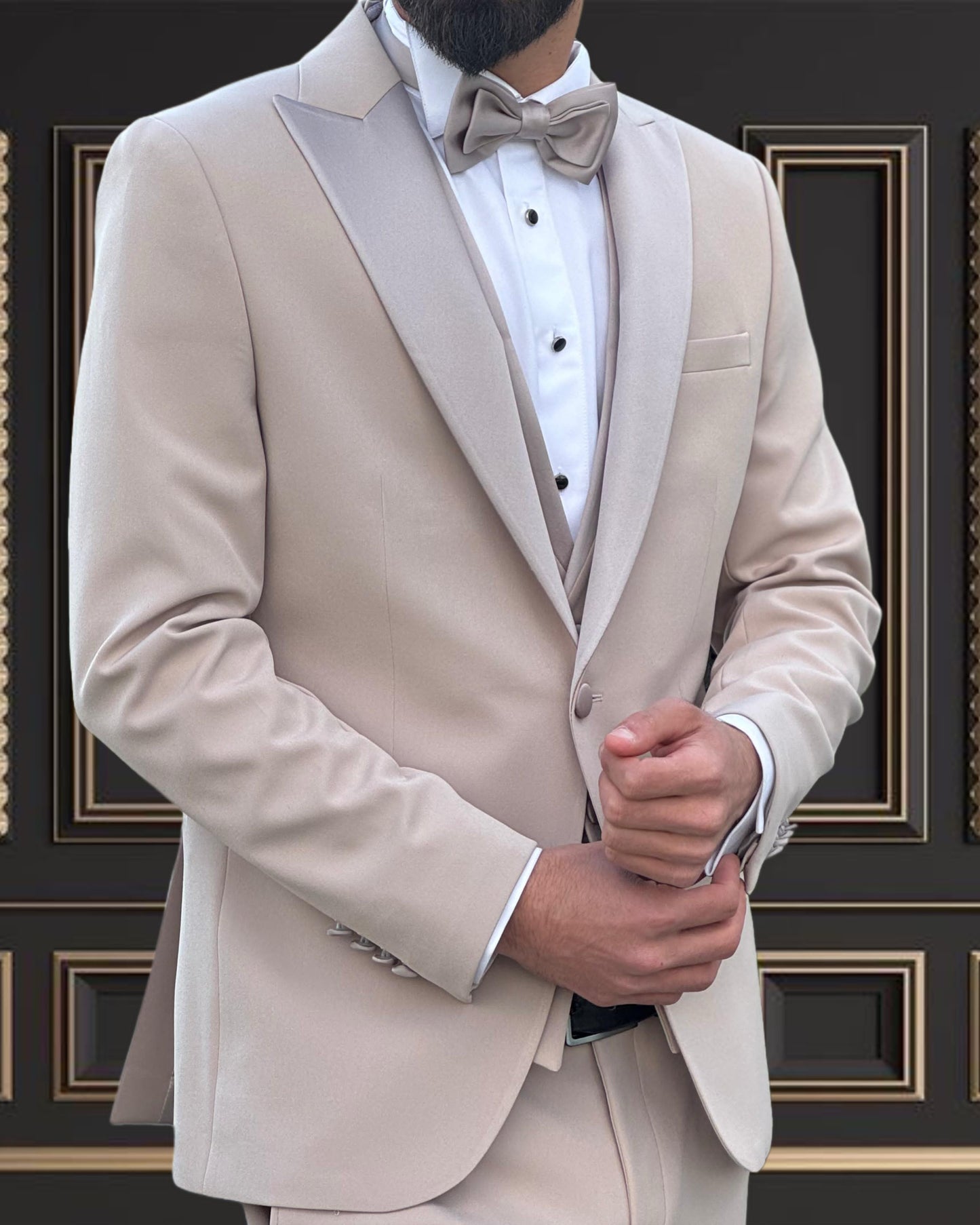 Premium Men’s champagne/Beige color Tuxedo  | Shekly Tux San Jose