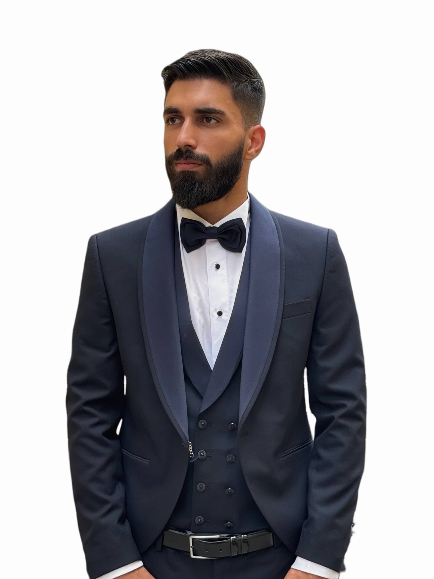 NAVY BLUE SLIM-FIT MENS TUXEDO 3 PIECE SHAWL LAPEL