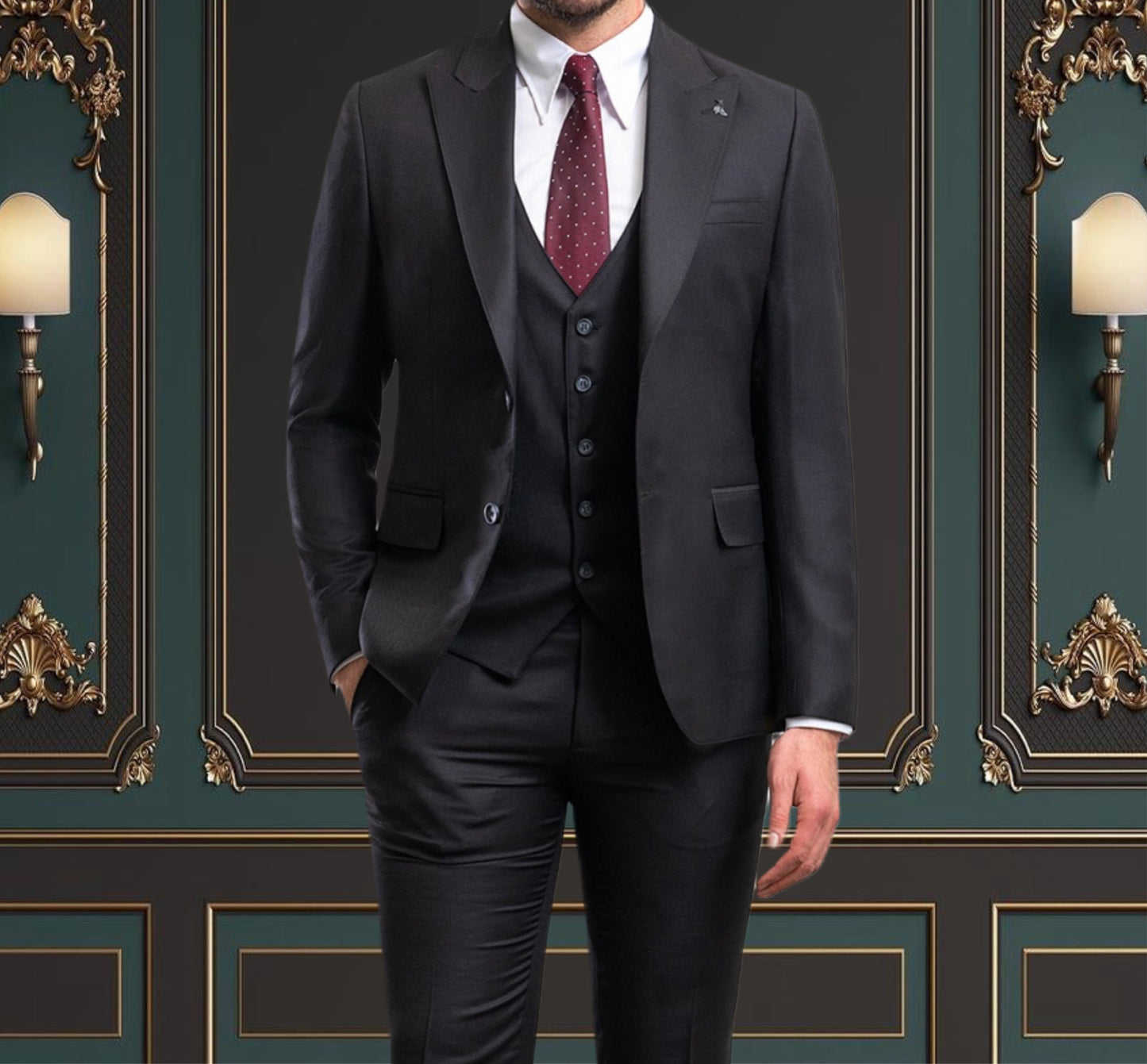 Black Color Classic Premium Wool Suit

%97 WOOL %3 ELASTANE