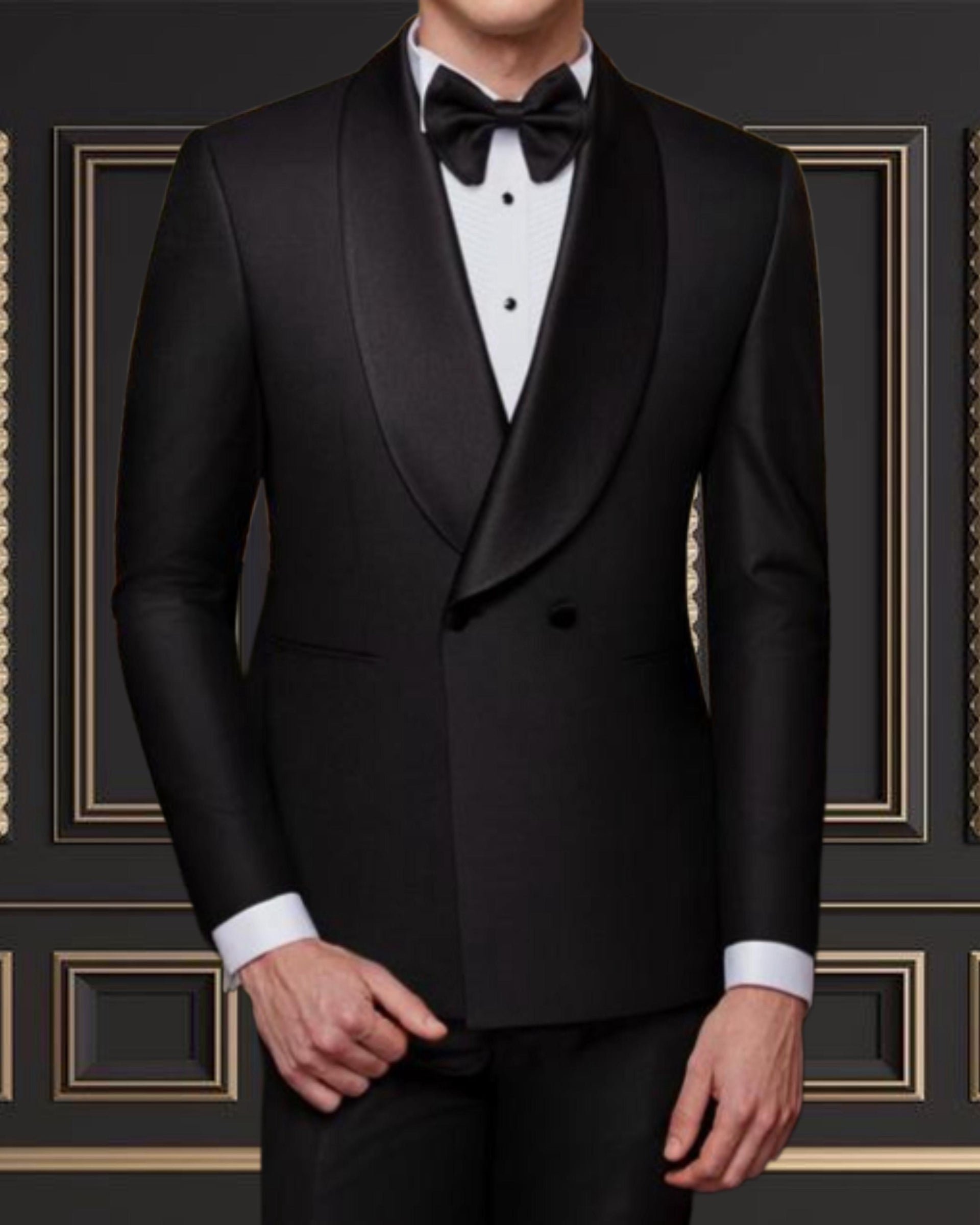 Men's Black Double Breasted Tuxedo Shawl Lapel – Shekly Tux