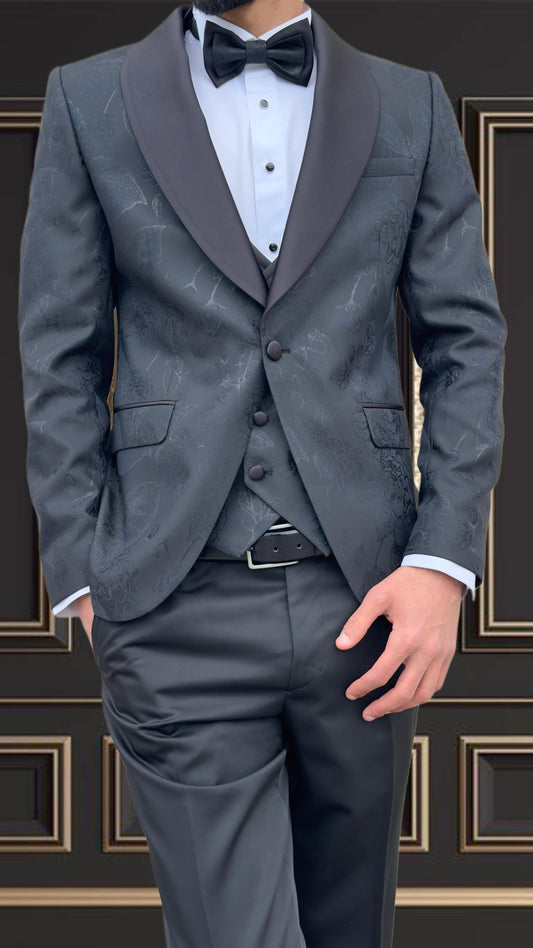 Premium Men’s Black Jaquared Tuxedo Shawl Lapel