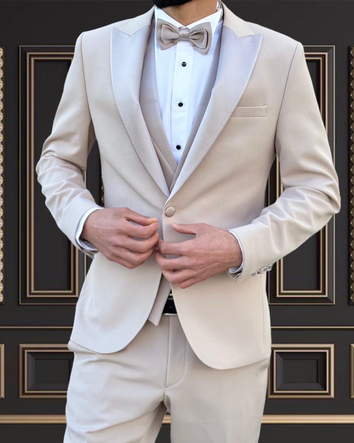 Premium Men’s champagne/Beige color Tuxedo  | Shekly Tux San Jose