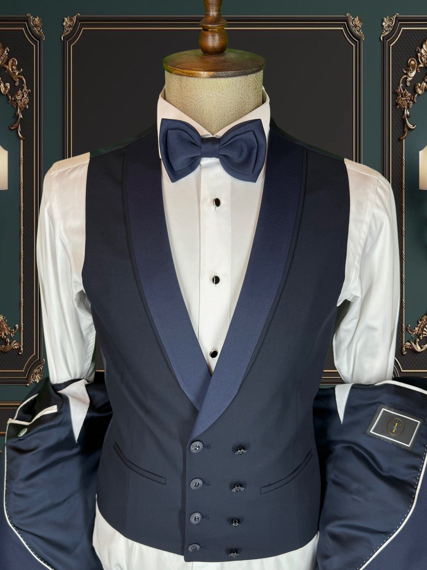 NAVY BLUE SLIM-FIT MENS TUXEDO 3 PIECE SHAWL LAPEL