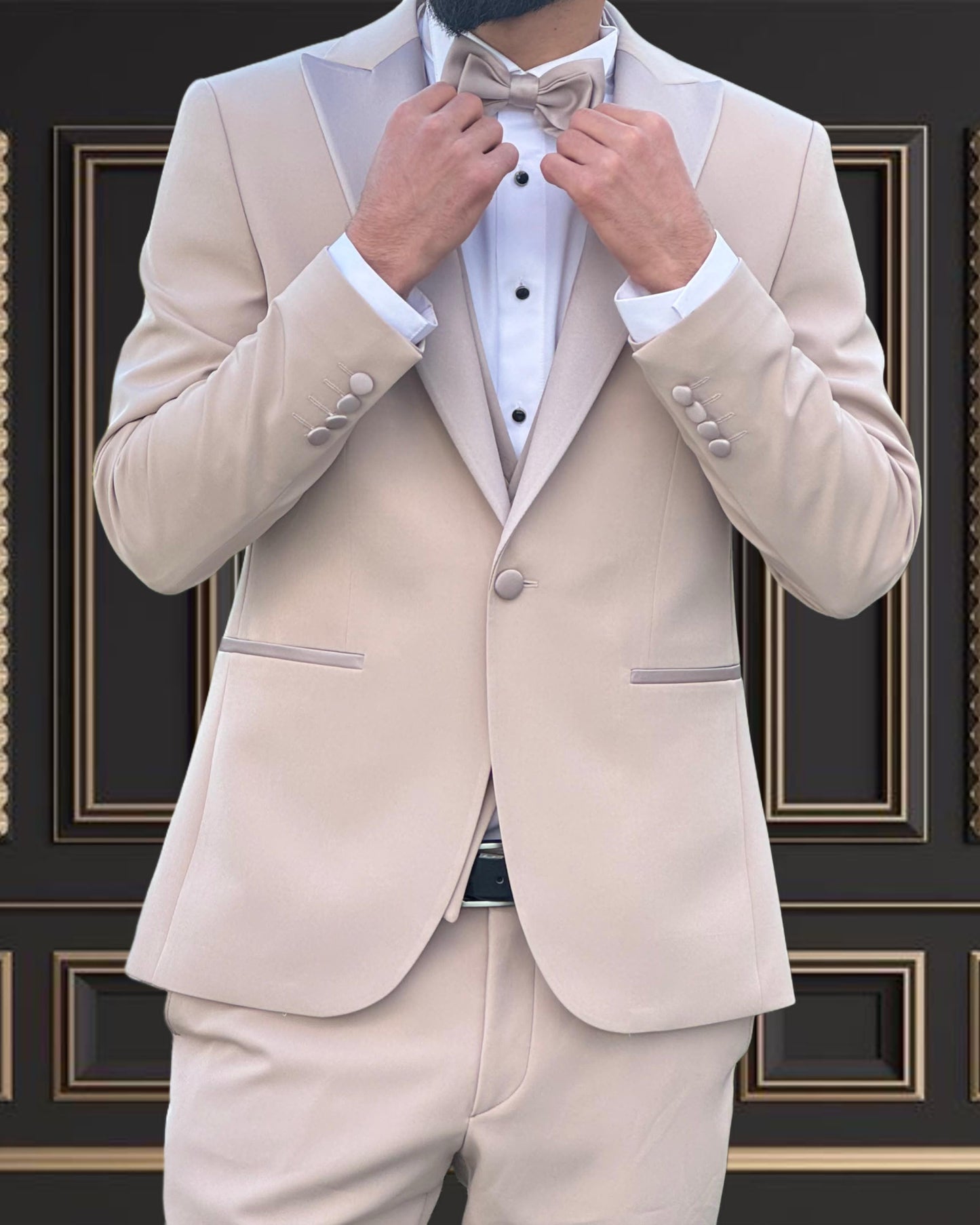 Premium Men’s champagne/Beige color Tuxedo  | Shekly Tux San Jose