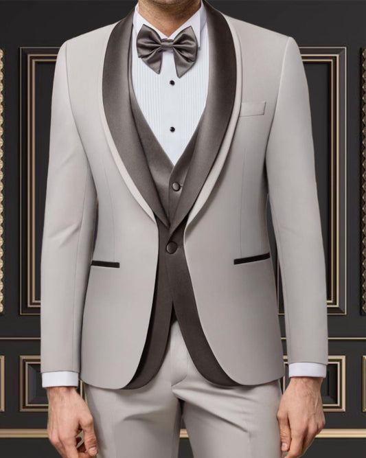 Silver & Gray Double Shawl Lapel Tuxedo – Special Edition
