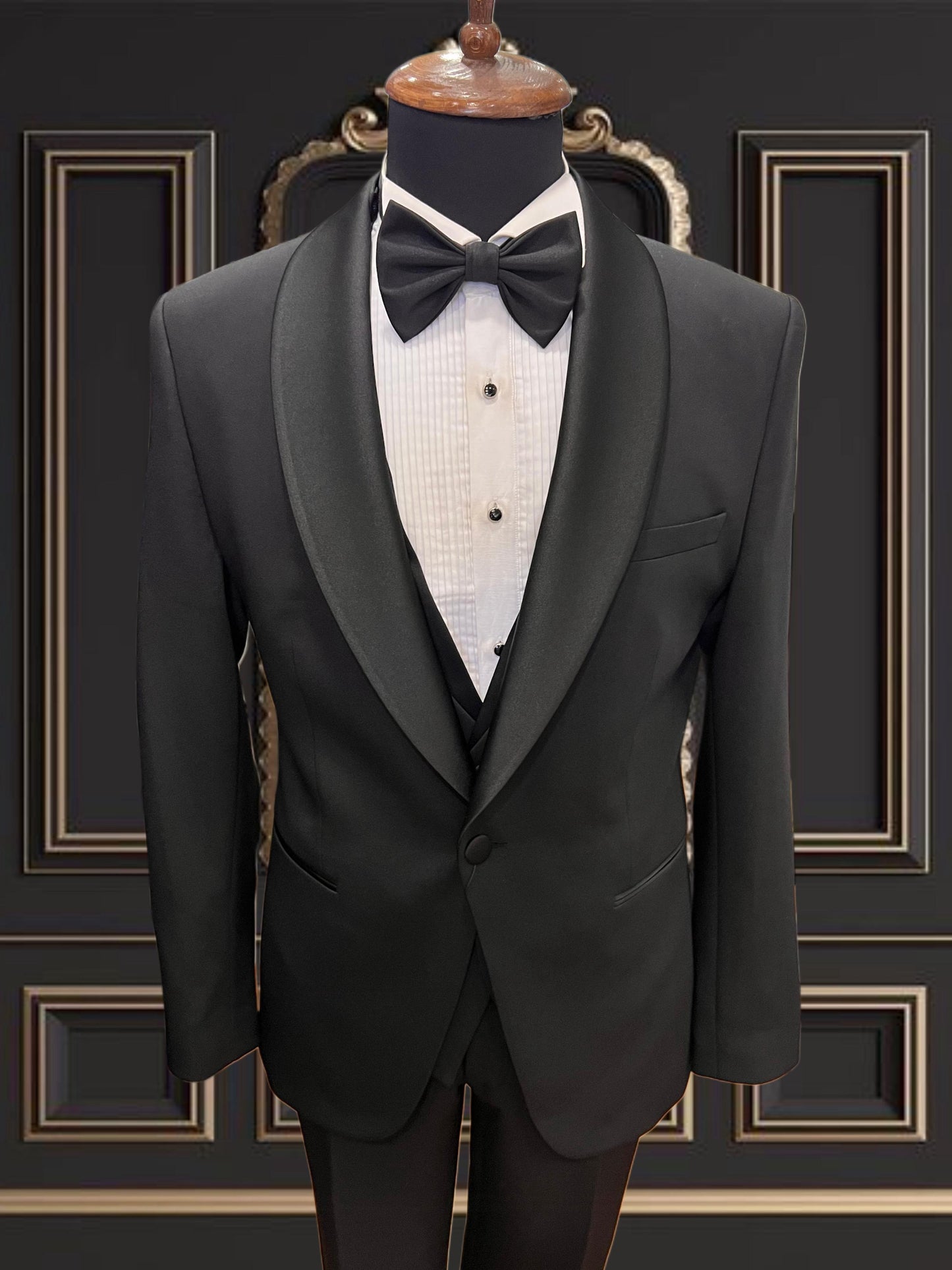 Men’s Black Tuxedo with Satin Shawl Lapel | Super Stretch Formalwear
