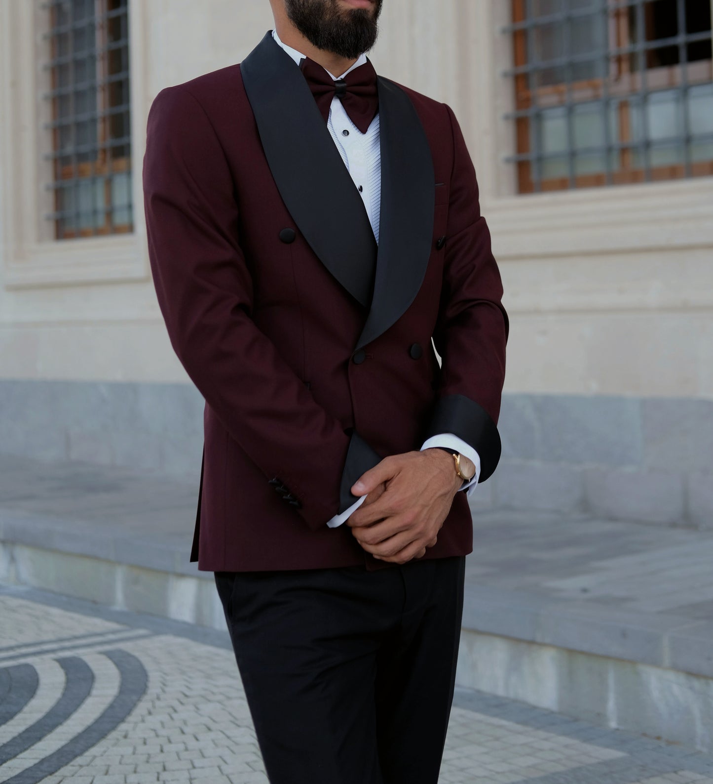 BURGUNDY SLIM-FIT MENS TUXEDO 2 PIECE SHAWL LAPEL