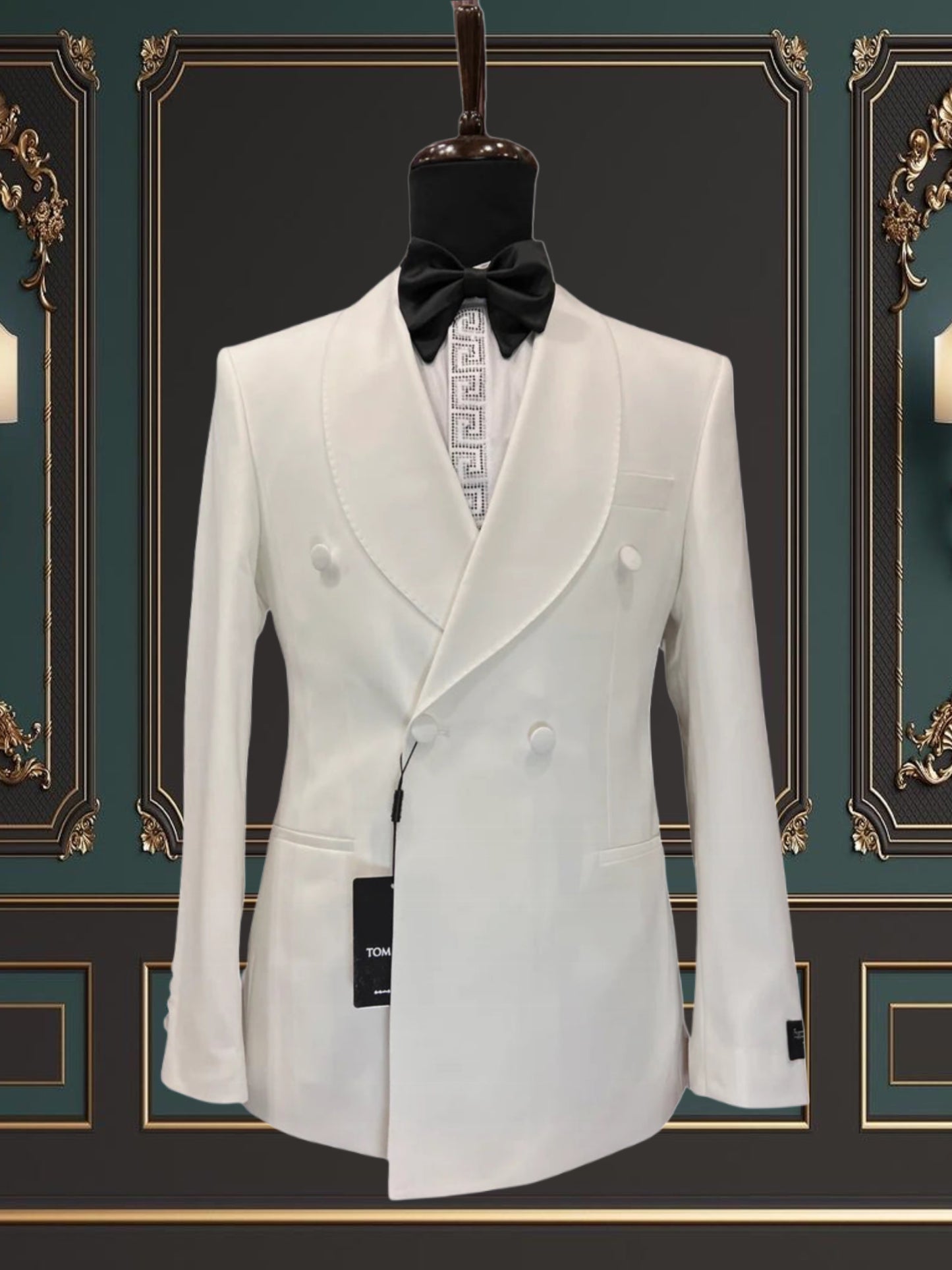 WHITE DOUBLE-BREASTED SLIM-FIT MENS TUXEDO 2 PIECE SHAWL LAPEL